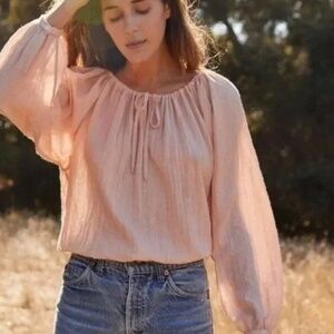 christy dawn peach striped farrah peasant blouse